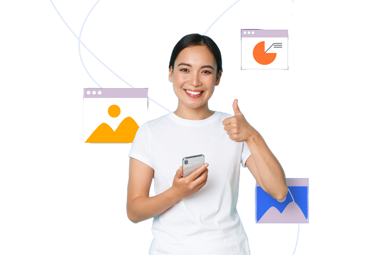 Mujer haciendo un curso online gratuito con su mobil en la academia Estudiarlo